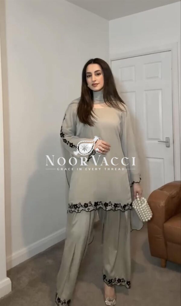 Buy Designer Party Wear Top with Farshi Plazzo Set - Image 2