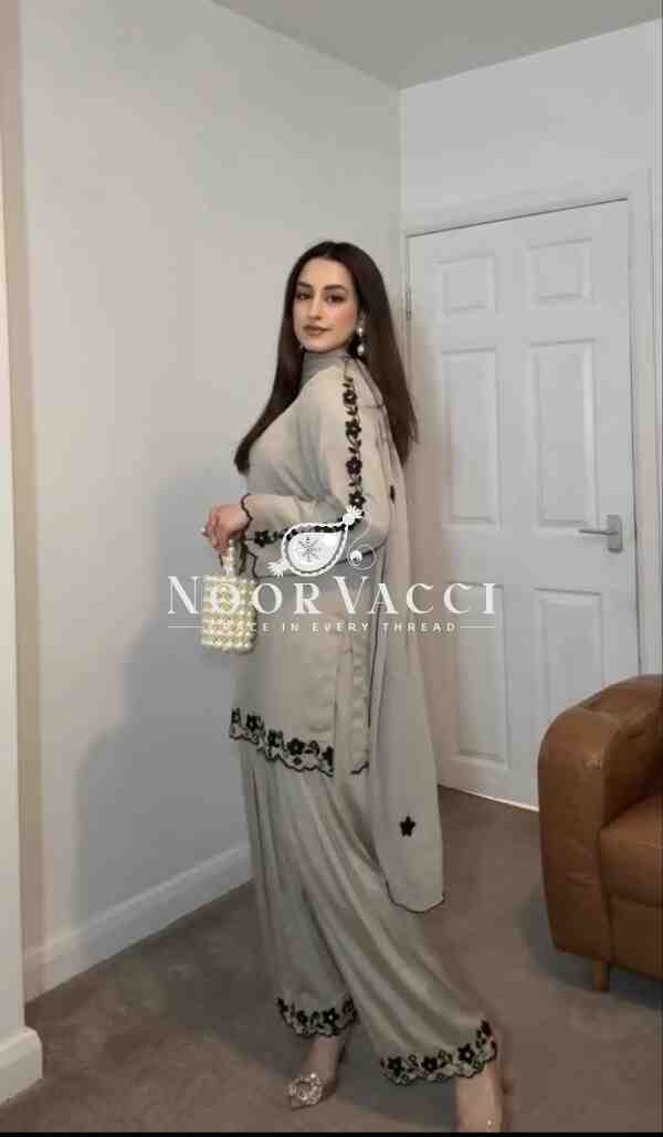 Designer Party Wear Top with Farshi Plazzo Set - Image 3
