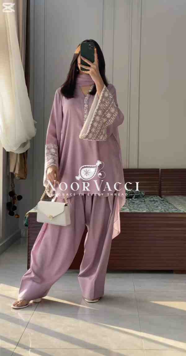 Designer Party Wear Top with Farshi Plazzo Set in Natural Satin