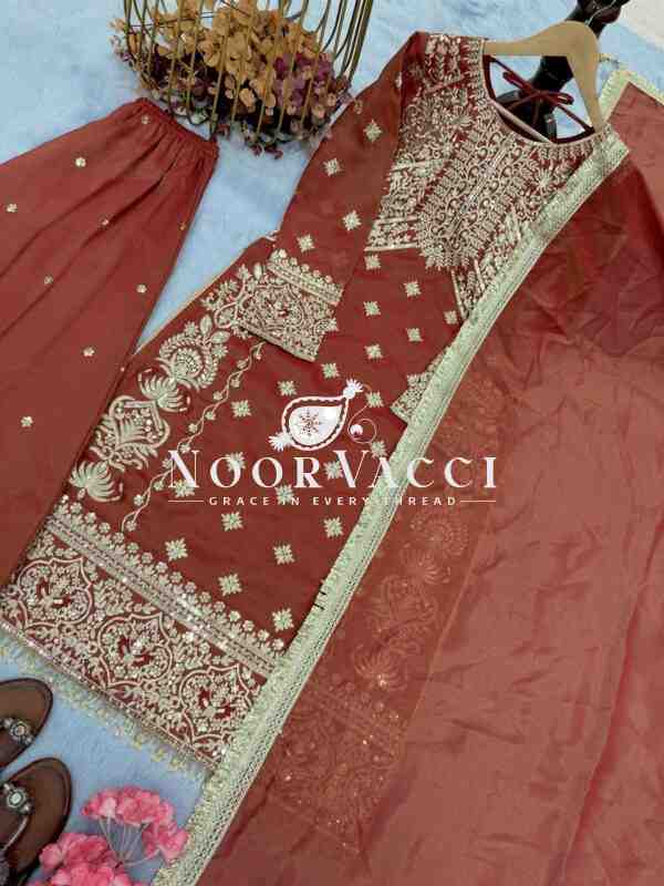 Soft Banarasi Silk Embroidered Top Plazzo with Dupatta Set - Image 5