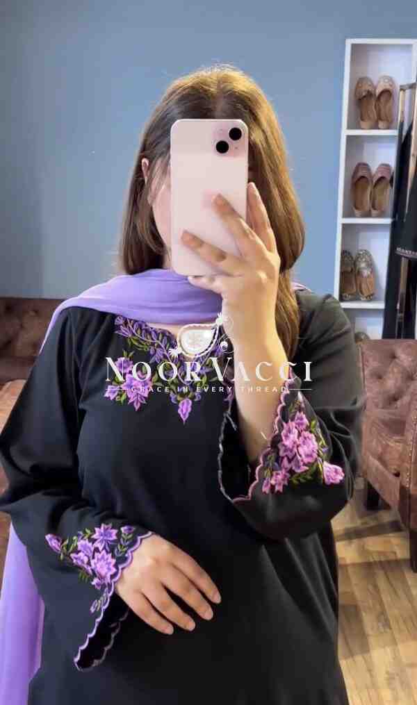 Designer Party Wear Top with Farshi Plazzo in Heavy Riyon Silk - Image 2