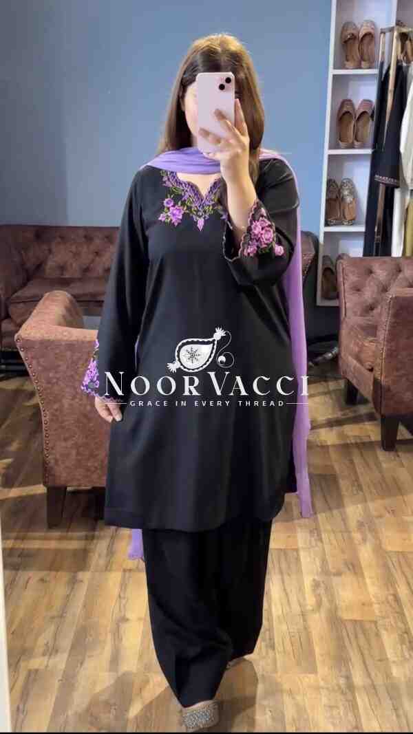 Designer Party Wear Top with Farshi Plazzo in Heavy Riyon Silk - Image 3