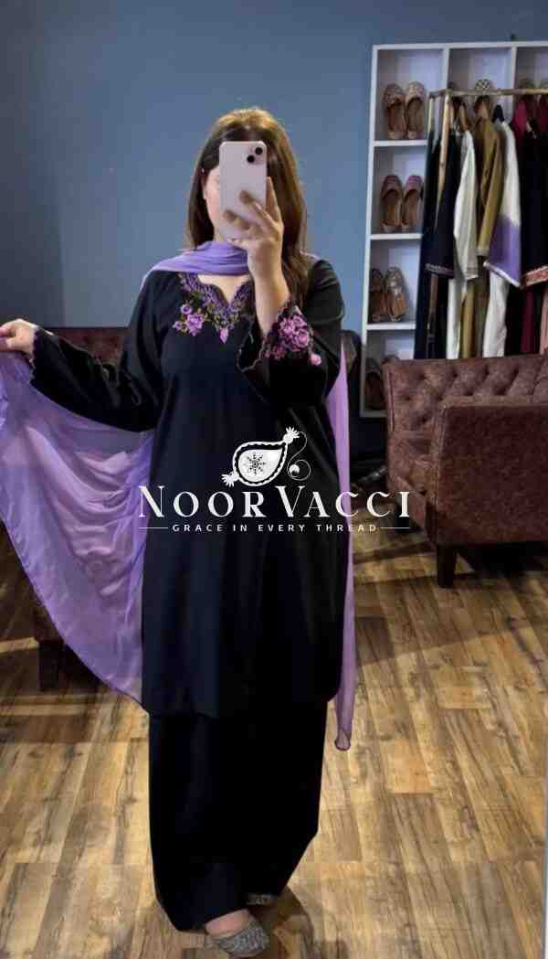 Designer Party Wear Top with Farshi Plazzo in Heavy Riyon Silk - Image 4