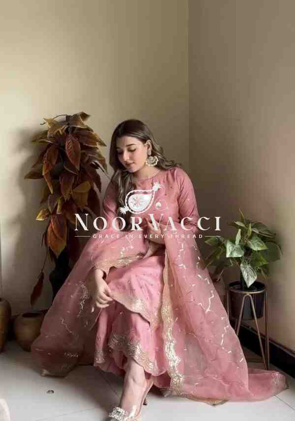 Heavy Roman Silk Embroidered Plazzo Set with Tabi Organza Dupatta - Image 5