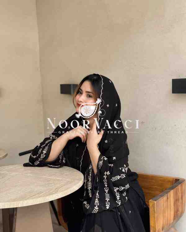 Faux Georgette Embroidered Plazzo Set with Cutwork Dupatta - Image 5
