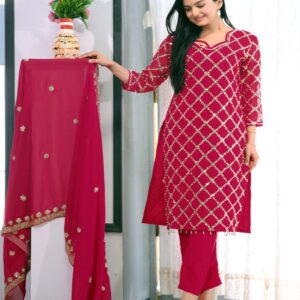 Elegant Fox Georgette Suit with Rivet Moti & Sequin Embroidery – 5 Stunning Colors