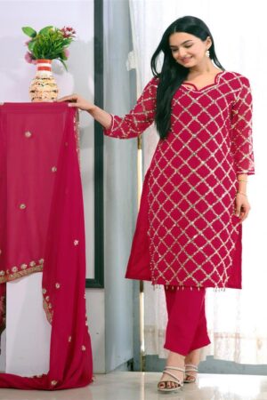 Shop Elegant Fox Georgette Suit with Rivet Moti & Sequin Embroidery – 5 Stunning Colors