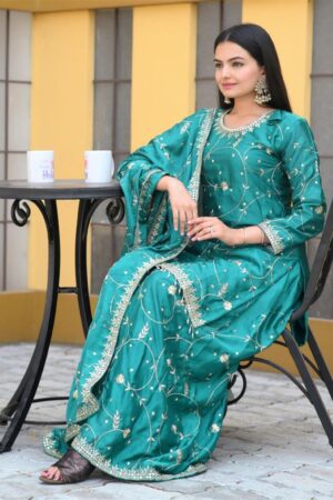 Shop Designer Chinon Sharara Suit with Sequence Embroidery – Premium Ethnic Ensemble