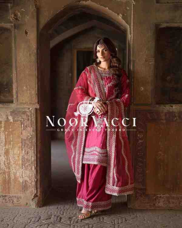 Chinon Silk Embroidered Sharara Set with Dupatta – Designer Party Wear