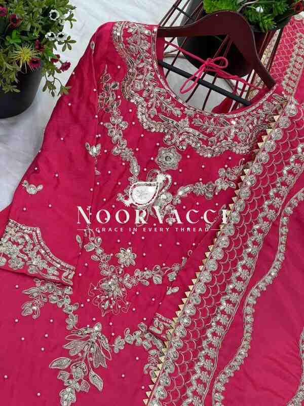 Chinon Silk Embroidered Sharara Set with Dupatta – Designer Party Wear - Image 4