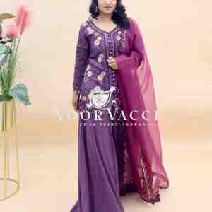 Simar Silk Embroidered Top Palazzo Set with Organza Dupatta