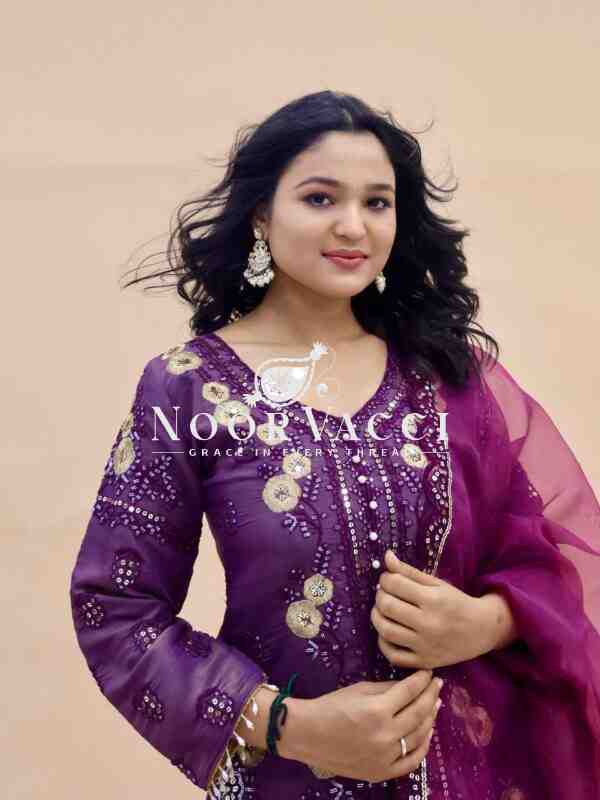 Simar Silk Embroidered Top Palazzo Set with Organza Dupatta - Image 2
