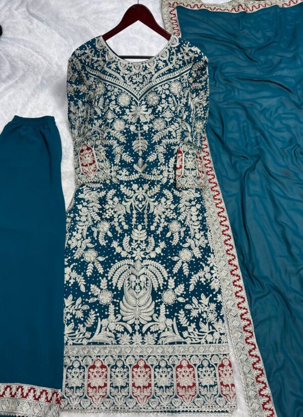 Shop Heavy Georgette Embroidered Palazzo Set with Diamond Handwork - Image 3