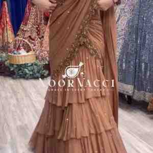 Faux Georgette Ready-to-Wear Lehenga Saree with Embroidered Choli