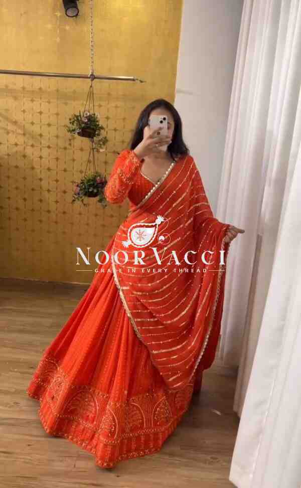 Designer Faux Georgette Lehenga Set with Thread & Sequence Work - Image 2