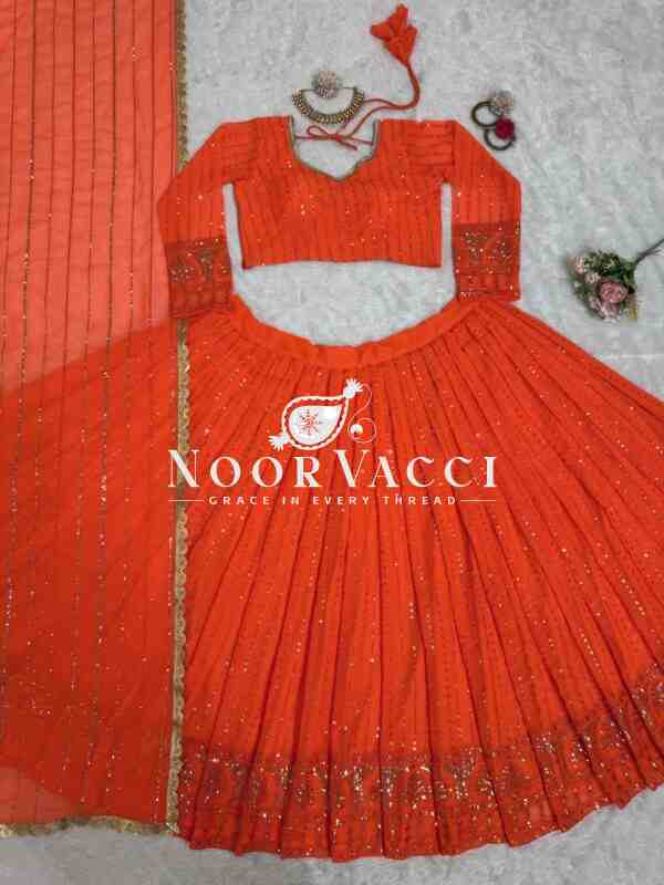 Designer Faux Georgette Lehenga Set with Thread & Sequence Work - Image 5