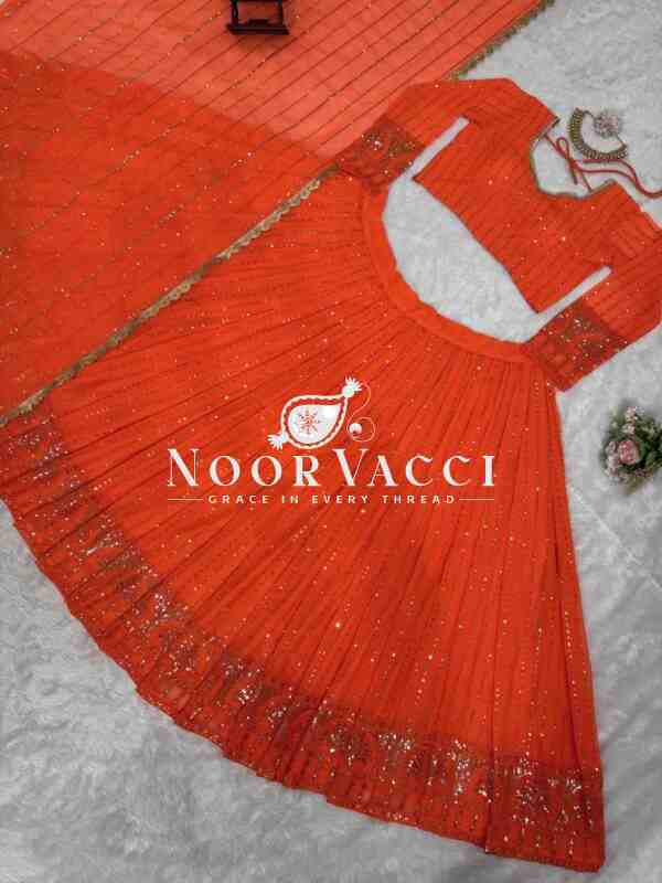 Designer Faux Georgette Lehenga Set with Thread & Sequence Work - Image 6
