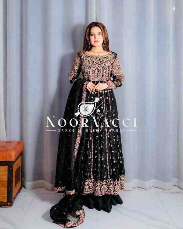 Fox Georgette Embroidered Long Top Palazzo Set with Dupatta - Image 2