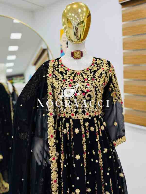 Fox Georgette Embroidered Long Top Palazzo Set with Dupatta - Image 8