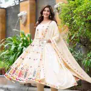 Chinon Silk Alia Cut Anarkali Suit Set with Dupatta – Designer Ethnic Wear