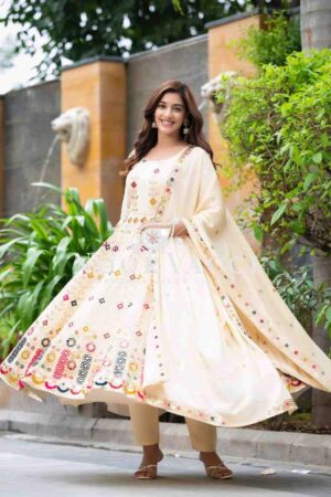 Buy Chinon Silk Alia Cut Anarkali Suit Set with Dupatta – Designer Ethnic Wear