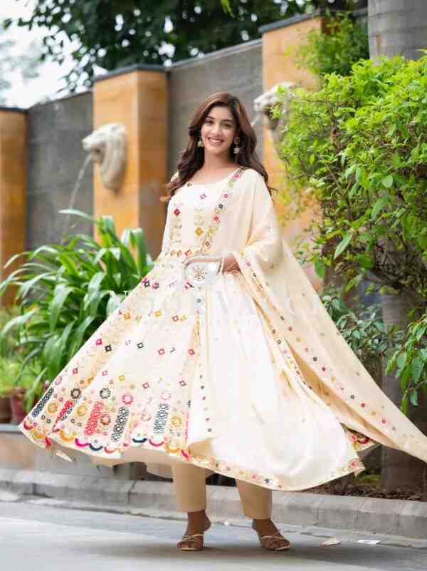 Chinon Silk Alia Cut Anarkali Suit Set with Dupatta – Designer Ethnic Wear
