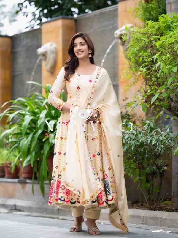 Chinon Silk Alia Cut Anarkali Suit Set with Dupatta – Designer Ethnic Wear - Image 3