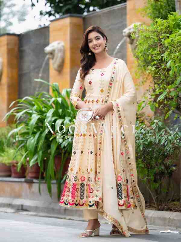 Chinon Silk Alia Cut Anarkali Suit Set with Dupatta – Designer Ethnic Wear - Image 4