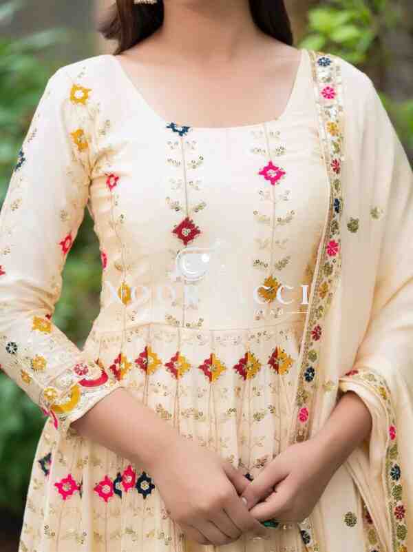 Chinon Silk Alia Cut Anarkali Suit Set with Dupatta – Designer Ethnic Wear - Image 7