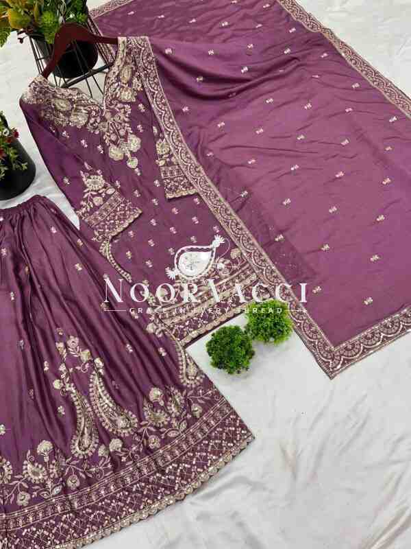 Chinon Silk Embroidered Sharara Set with Dupatta – Party Wear Elegance - Image 5