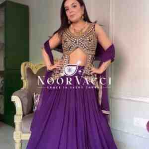 Semi-Stitched Fox Georgette Lehenga with Fully Stitched Embroidered Top and Fancy Dupatta