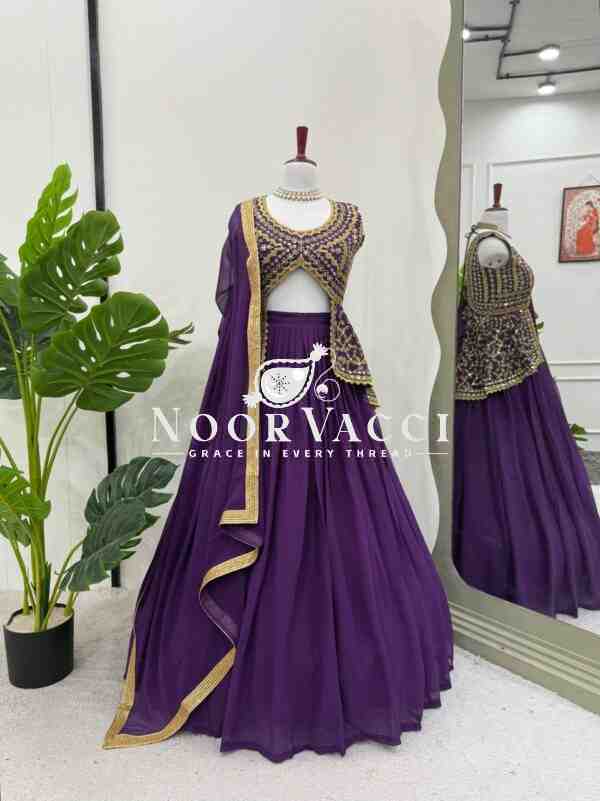 Semi-Stitched Fox Georgette Lehenga with Fully Stitched Embroidered Top and Fancy Dupatta - Image 4
