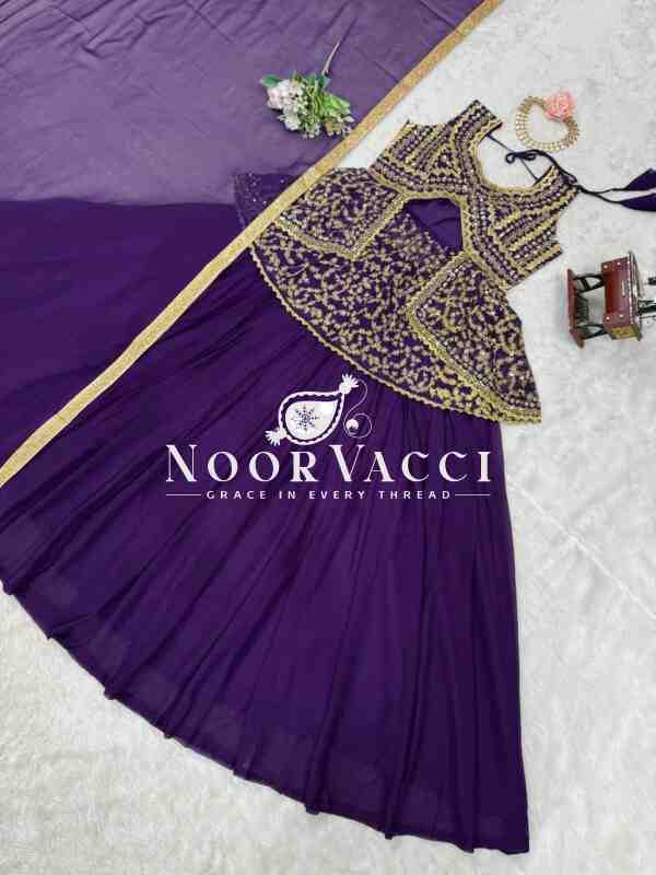 Semi-Stitched Fox Georgette Lehenga with Fully Stitched Embroidered Top and Fancy Dupatta - Image 9
