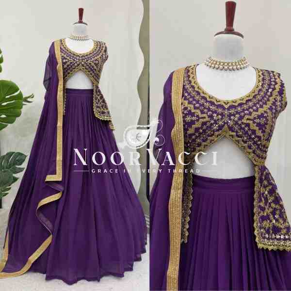 Semi-Stitched Fox Georgette Lehenga with Fully Stitched Embroidered Top and Fancy Dupatta - Image 5