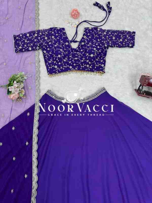 Semi-Stitched Fox Georgette Lehenga with Heavy Flair and Cutwork Lace Dupatta - Image 8