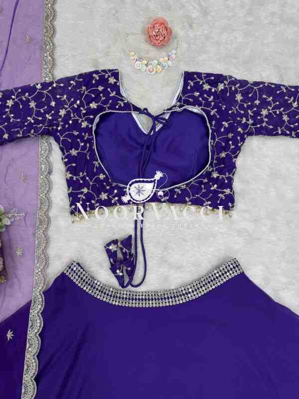 Semi-Stitched Fox Georgette Lehenga with Heavy Flair and Cutwork Lace Dupatta - Image 9