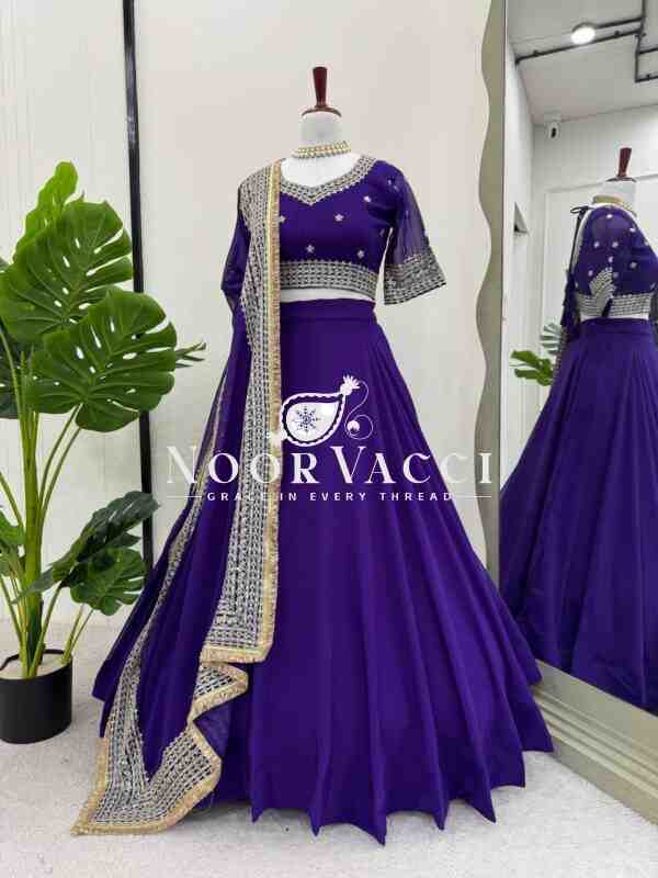 Semi-Stitched Fox Georgette Lehenga with 4.5 Meter Flair & Sequined Lace Dupatta - Image 3