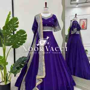 Semi-Stitched Fox Georgette Lehenga with 4.5 Meter Flair & Sequined Lace Dupatta