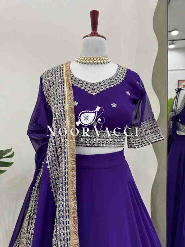 Semi-Stitched Fox Georgette Lehenga with 4.5 Meter Flair & Sequined Lace Dupatta - Image 4