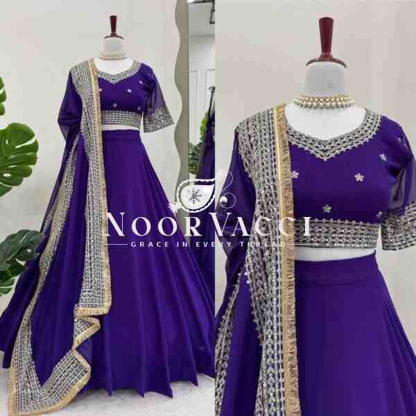 Semi-Stitched Fox Georgette Lehenga with 4.5 Meter Flair & Sequined Lace Dupatta - Image 2