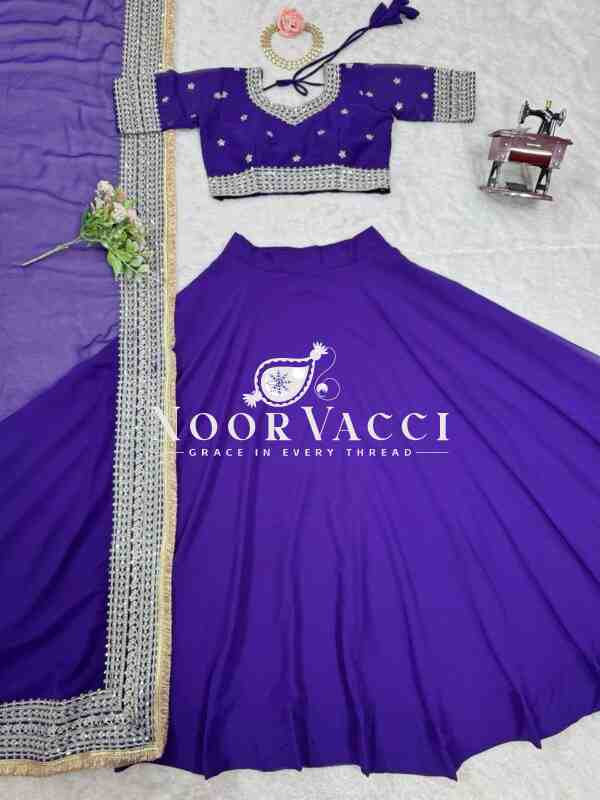 Semi-Stitched Fox Georgette Lehenga with 4.5 Meter Flair & Sequined Lace Dupatta - Image 5