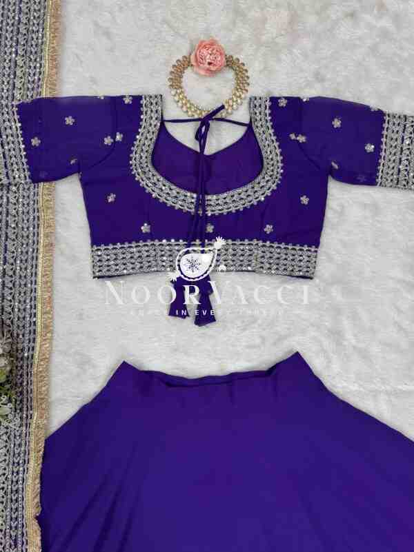 Semi-Stitched Fox Georgette Lehenga with 4.5 Meter Flair & Sequined Lace Dupatta - Image 6
