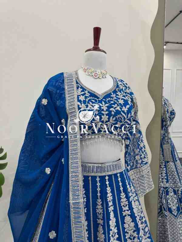 Semi-Stitched Fox Georgette Lehenga with 4 Meter Flair & Coding Dori Sequin Work - Image 10
