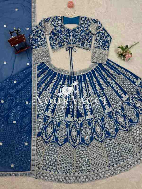 Semi-Stitched Fox Georgette Lehenga with 4 Meter Flair & Coding Dori Sequin Work - Image 12