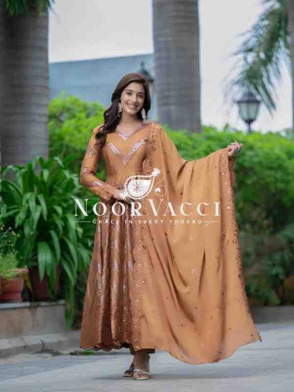 Premium Alia Cut Anarkali Suit Set with Dupatta – Chinon Silk | Luxurious Embroidered Party Wear - Image 3