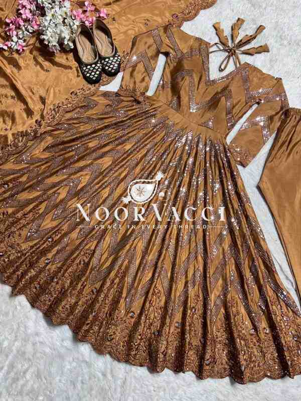 Premium Alia Cut Anarkali Suit Set with Dupatta – Chinon Silk | Luxurious Embroidered Party Wear - Image 8