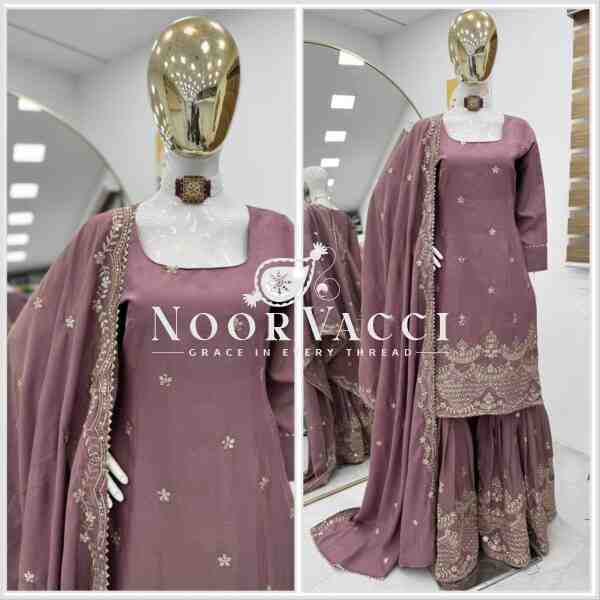 Simar Silk Sequin Embroidered Top Sharara Set with Dupatta - Image 2