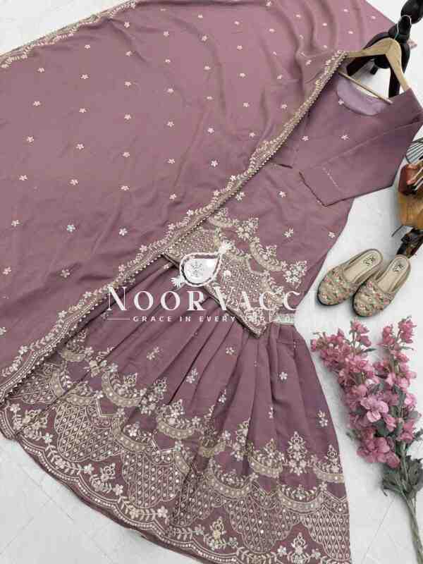 Simar Silk Sequin Embroidered Top Sharara Set with Dupatta - Image 5