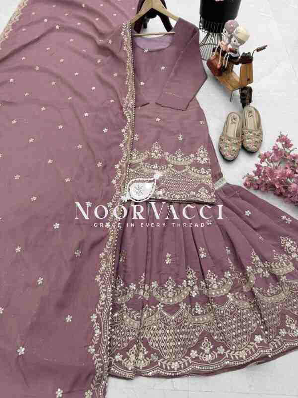 Simar Silk Sequin Embroidered Top Sharara Set with Dupatta - Image 6