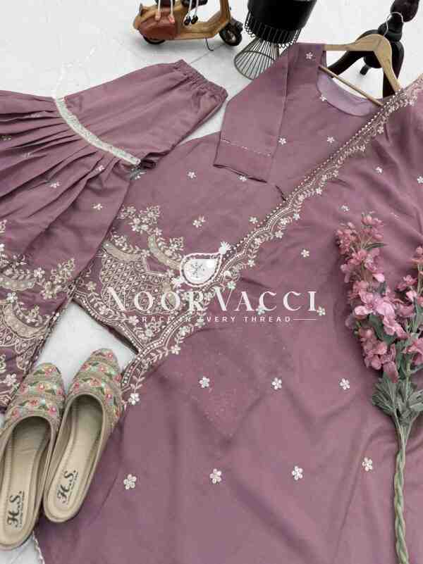 Simar Silk Sequin Embroidered Top Sharara Set with Dupatta - Image 7